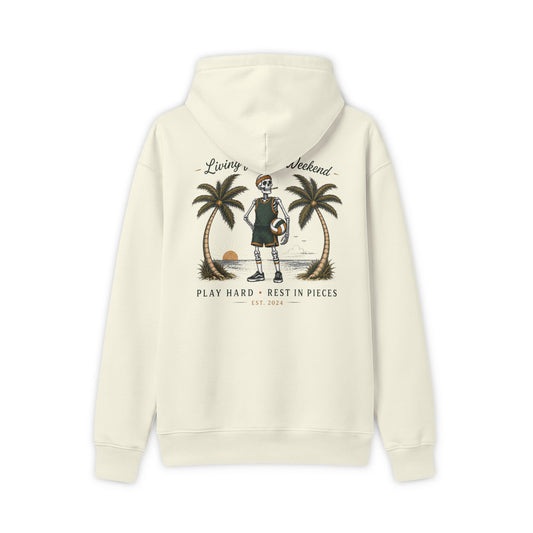 Calavera Volleyball Hoodie - "Play Hard, Rest in Pieces" Vintage Beach Skull Sweatshirt