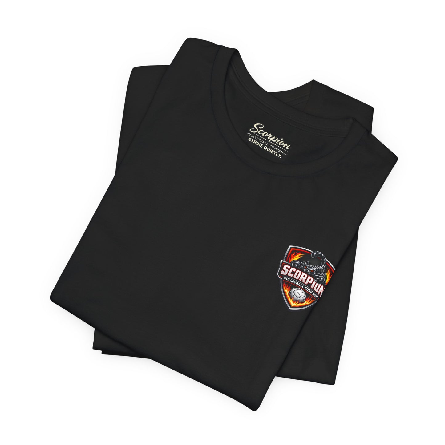 🏐 Scorpion Shield Pocket Logo –  Double Sided Volleyball T-Shirt