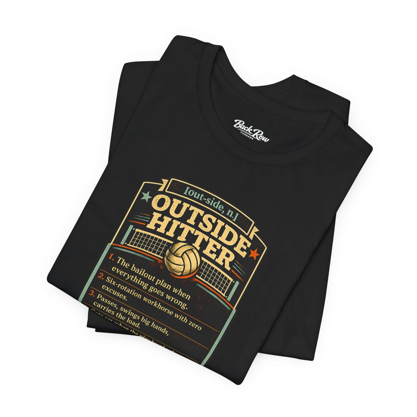 Outside Hitter Volleyball T‑Shirt — "Pin Power" Vintage Badge Tee
