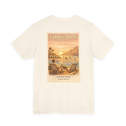 Cabana Courts Vintage Harbor View Tee — "Back Row Threads" Short Sleeve Shirt