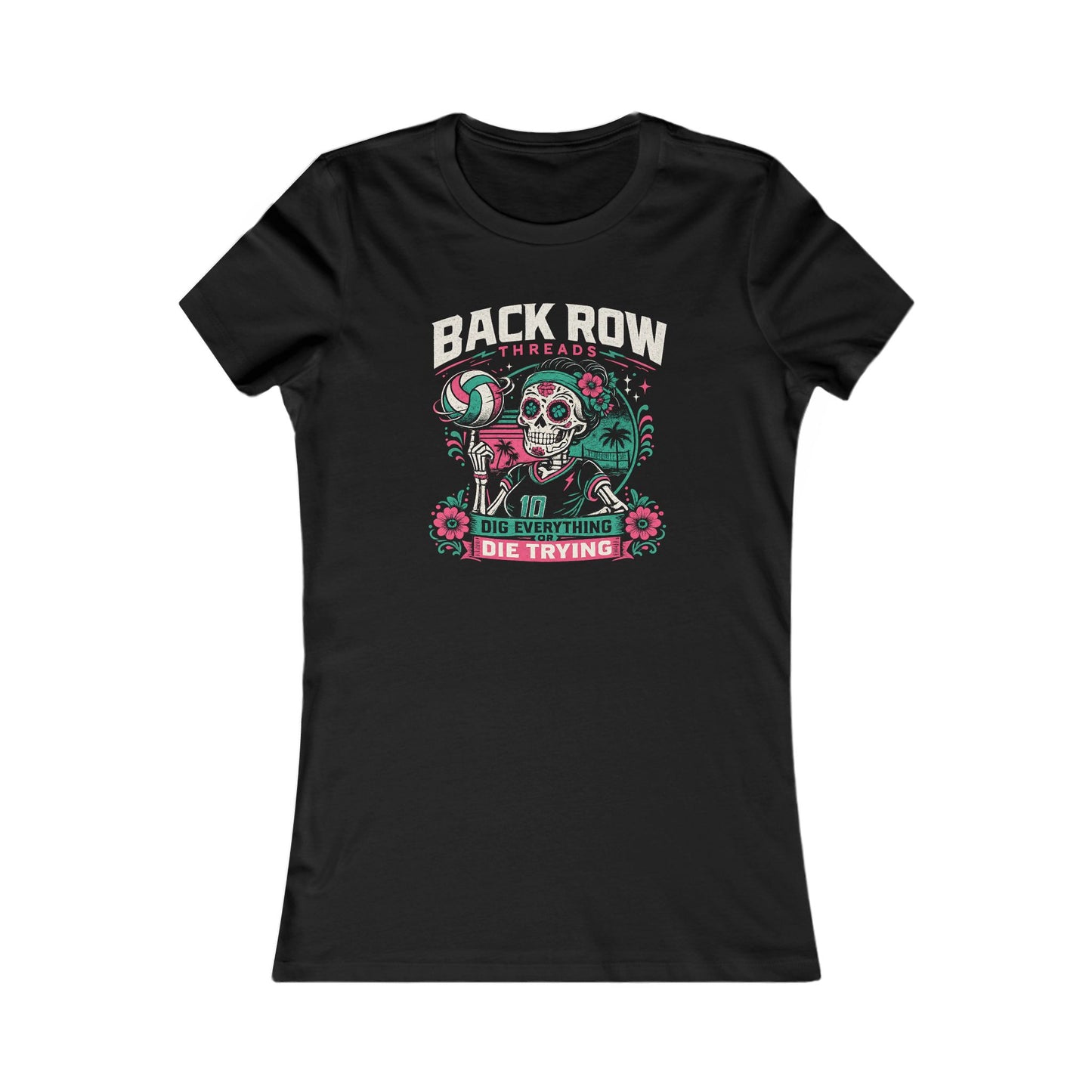 Back Row Track & Field Women's Tee — "Do Something or Die Trying" Skull Design