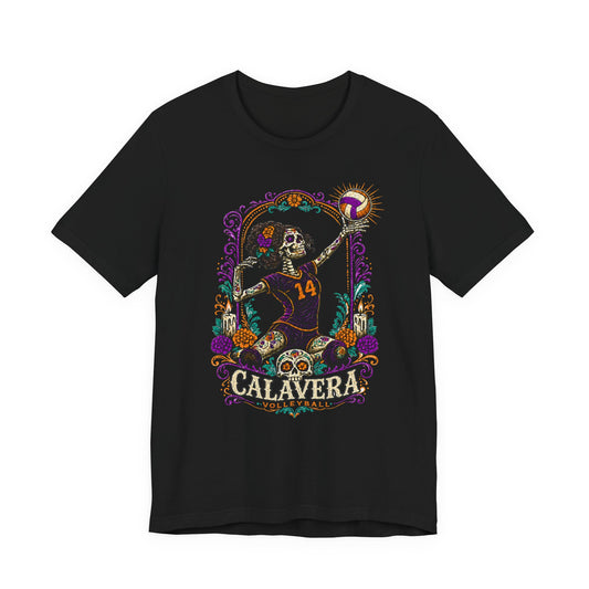 Calavera Volleyball Tee — Day of the Dead Skeleton Spike Shirt